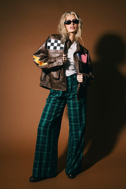 Pit Crew Vegan Leather Bomber Jacket - Dressed in Lala