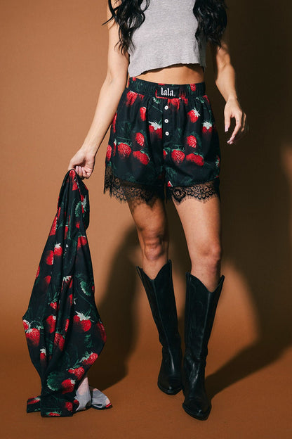 Pretty Little Mess Strawberry Boxer Shorts - Dressed in Lala