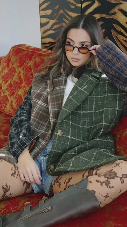 Mercury Retrograde Patchwork Plaid Coat
