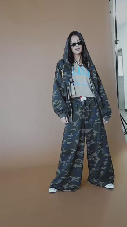 Rebel Heart Camo Wide Leg Sweatpants