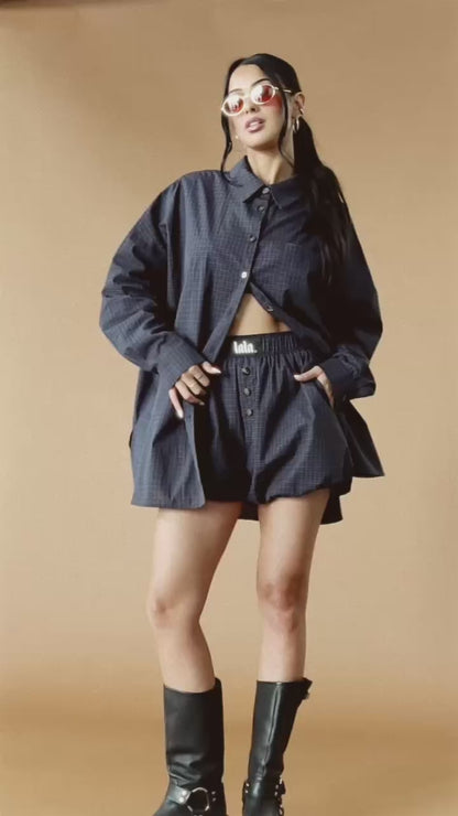 Soul Searching Ultra Oversized Button Up in Dark Whimsy