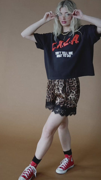 Supernova Satin Bloomer Shorts in Leopard