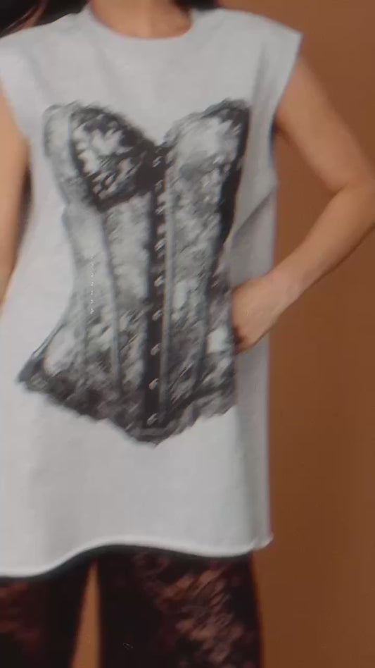 I Do What I Want Cut Off Corset Sweatshirt