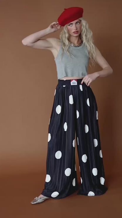 Total Knock Out Pleated Boxer Pants in Polka Dot