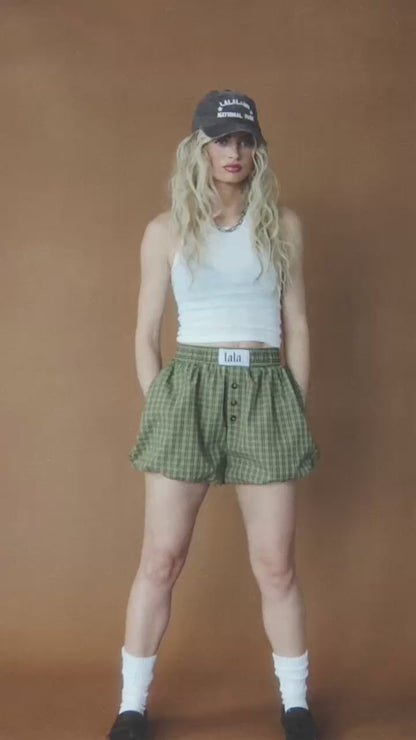 Big Heart Bloomer Boxer Shorts in Olive Green