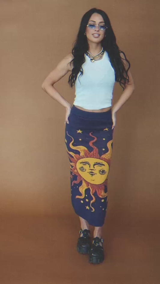 Golden Hour Knit Midi Skirt