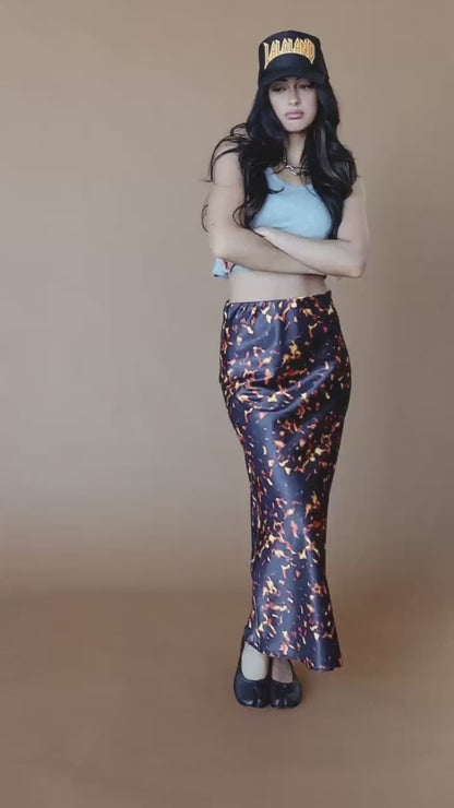 Supernova Bias Satin Skirt in Tortoiseshell