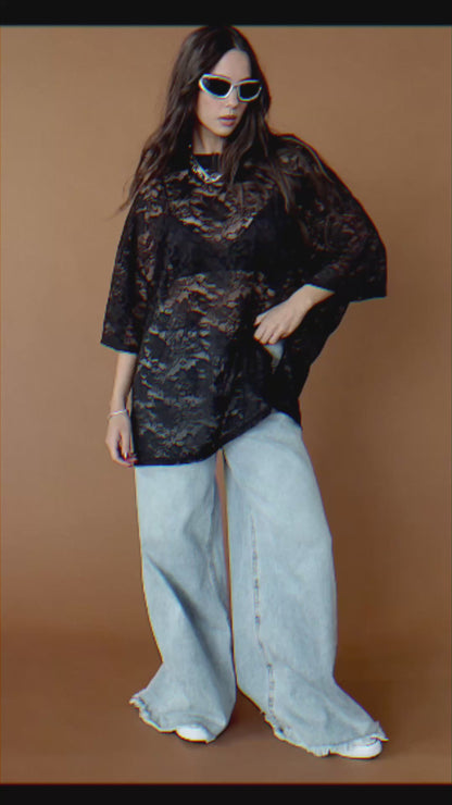 Love Hangover Oversized Lace Tee