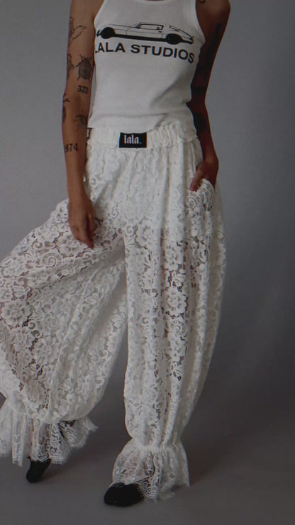Dancing in the Moonlight Lace Bloomer Pants in White