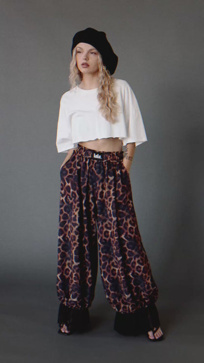 All For Fun Seersucker Bloomer Pants in Leopard