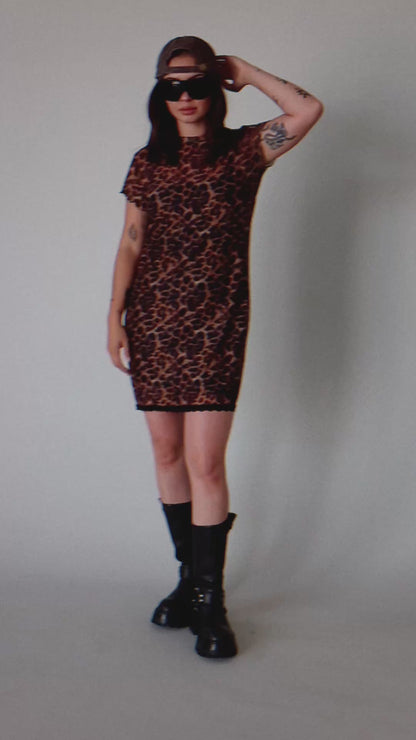 Inner-Knowing Leopard Mesh Mini Dress