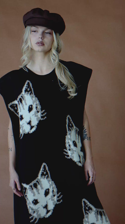 Big Reputation Oversized Knit Maxi Dress in Pussy (Cat) Power
