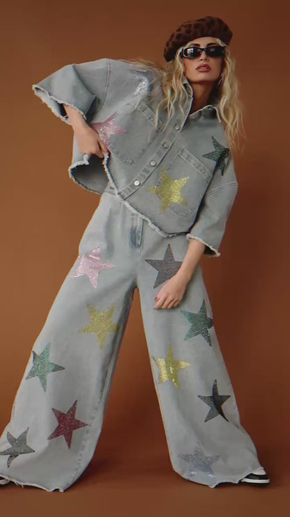 Electric Lover Oversized Denim Shirt Jacket