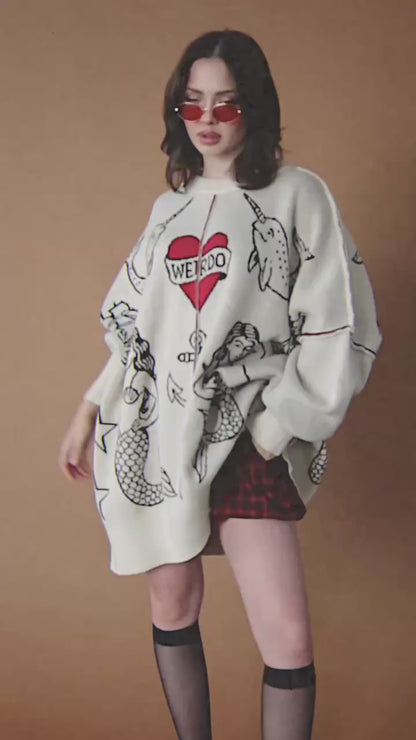 Lala Tattoo Shop Oversized Sweater