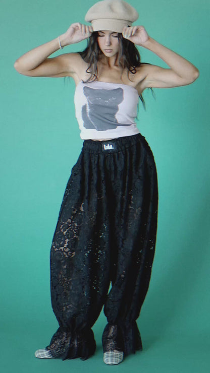 Dancing in the Moonlight Lace Bloomer Pants in Black