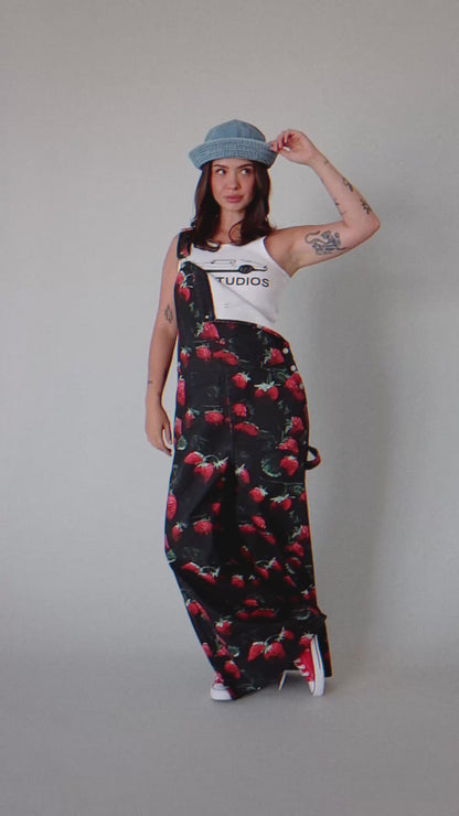 Berry Bad Wide Leg Workwear Overalls
