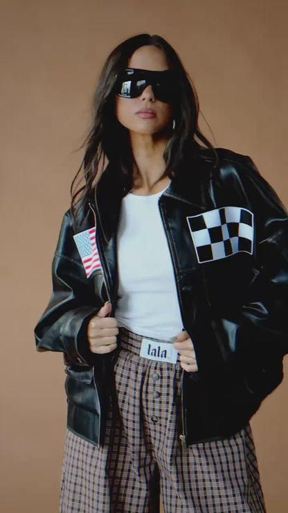 Lalaland Art Department Vegan Leather Bomber Jacket