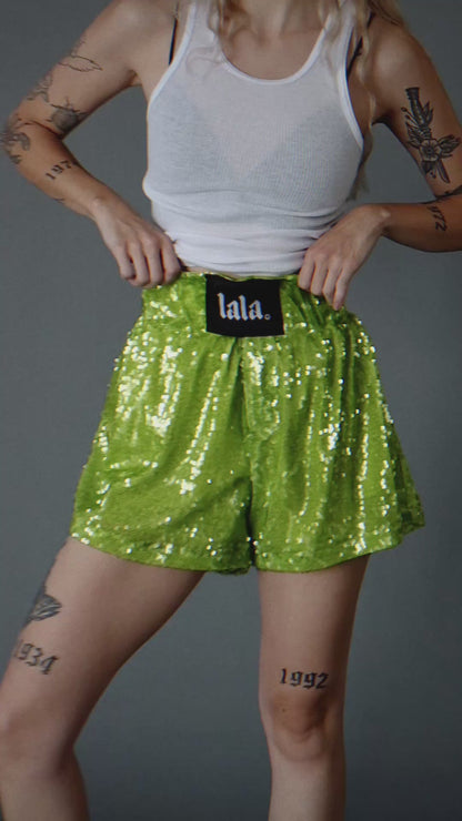 See You in Space Sequin Boxer Shorts in Green