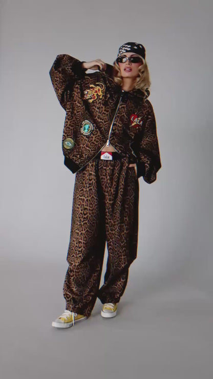 Rebel Heart Dark Leopard Patched Zip Up Hoodie