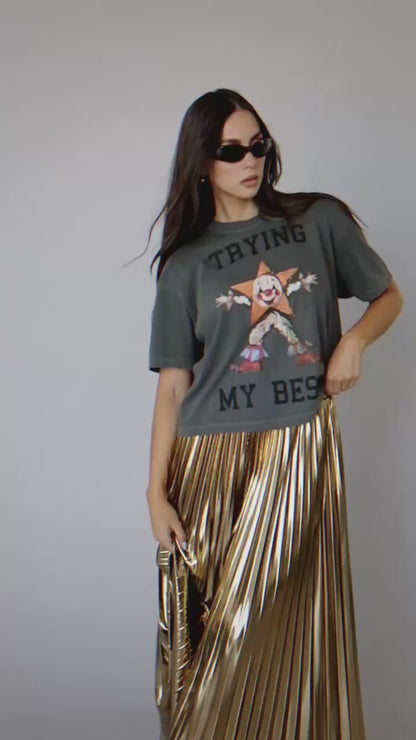 Trying My Best Boxy Tee in Vintage Charcoal