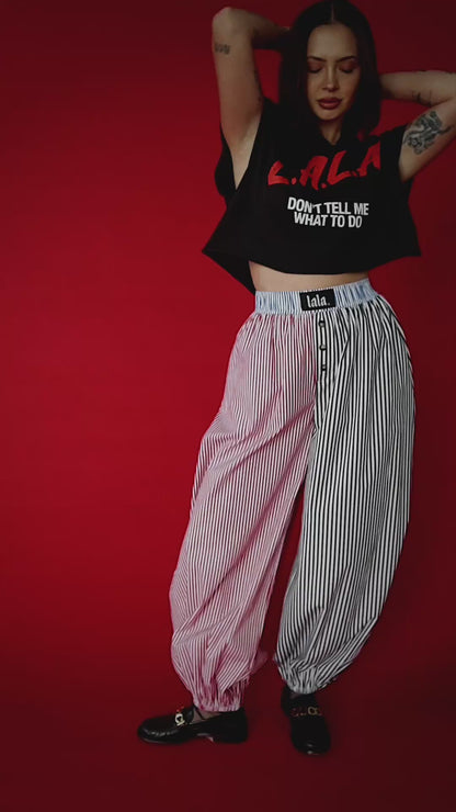 Balloon Leg Boxer Pants in Stripe Me Crazy