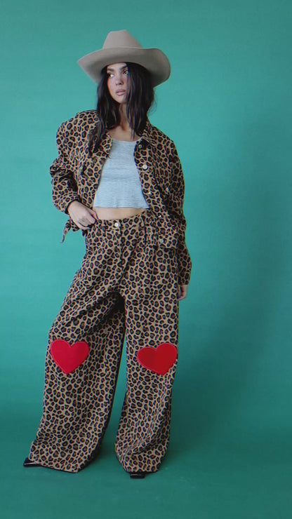 Lost in Love Leopard Boxy Denim Jacket