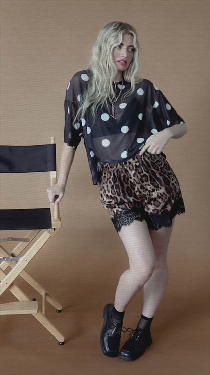 Karma Oversized Mesh Top in Polka Dots