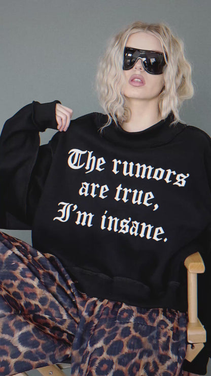 The Rumors Are True Embroidered Boxy Pullover in Black