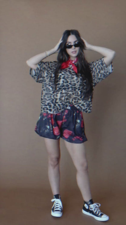 Karma Oversized Mesh Top in Leopard