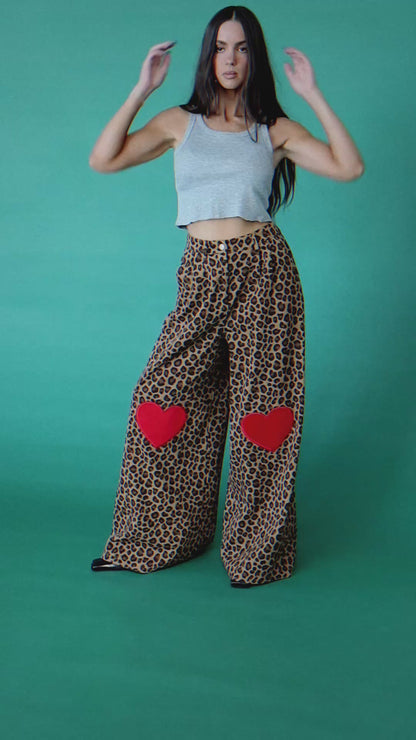 Lost in Love Leopard Wide Leg Denim