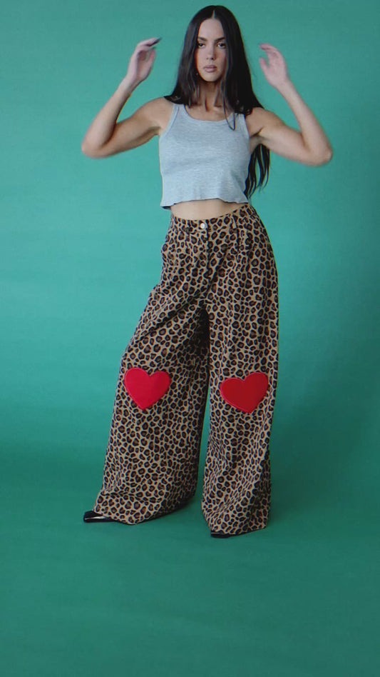 Lost in Love Leopard Wide Leg Denim
