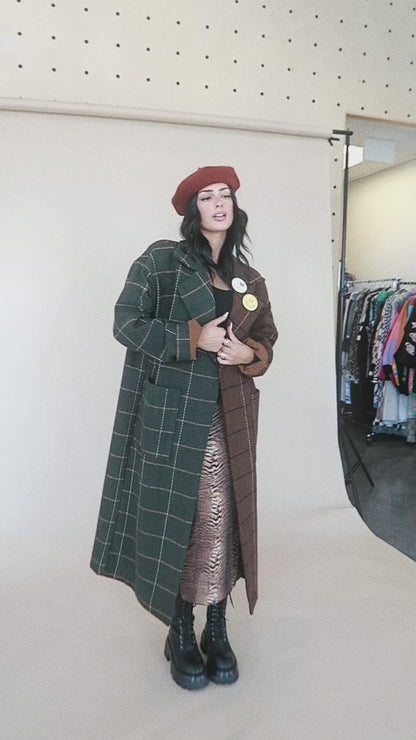 Libra Longline Half + Half Coat in OG Plaid
