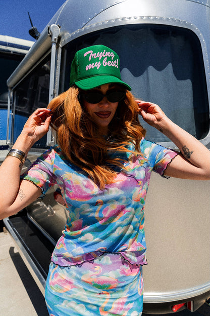 Rainbow Swan Rodeo Short Sleeve Mesh Top - Dressed in Lala