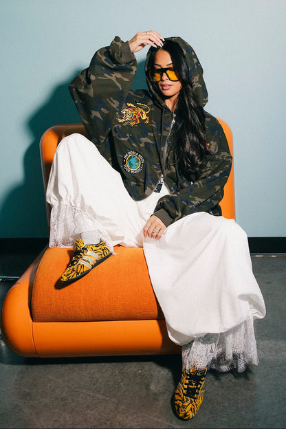 Rebel Heart Camo Patched Zip Up Hoodie - Dressed in Lala