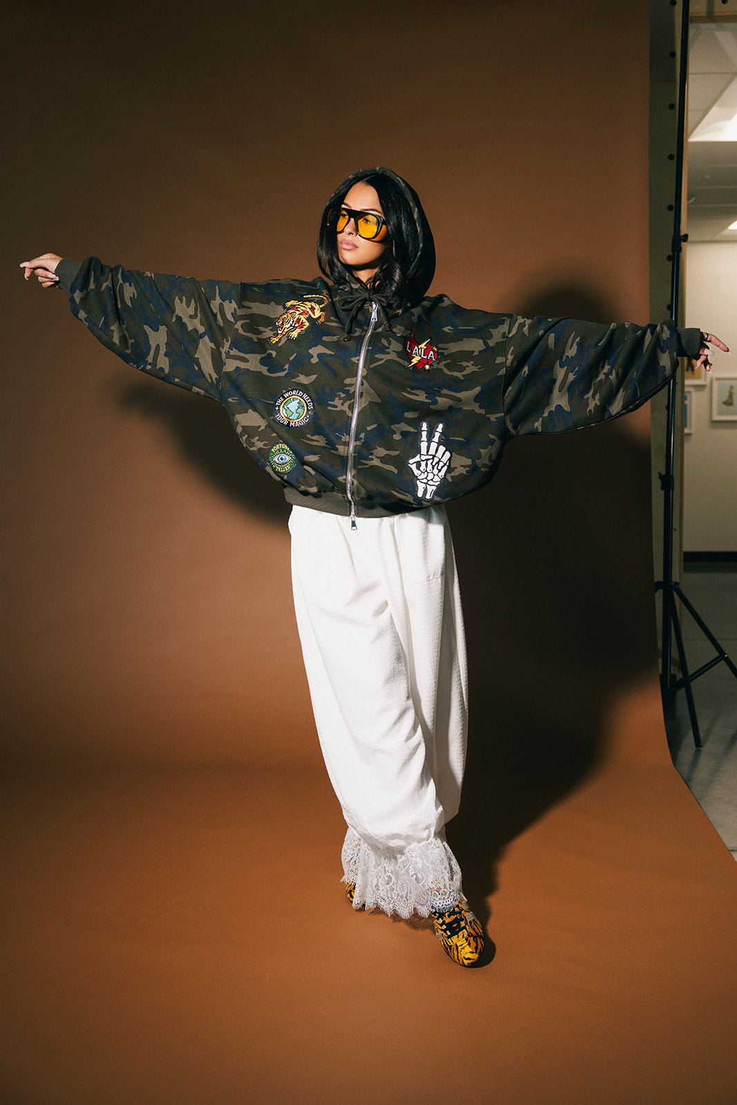 Rebel Heart Camo Patched Zip Up Hoodie - Dressed in Lala