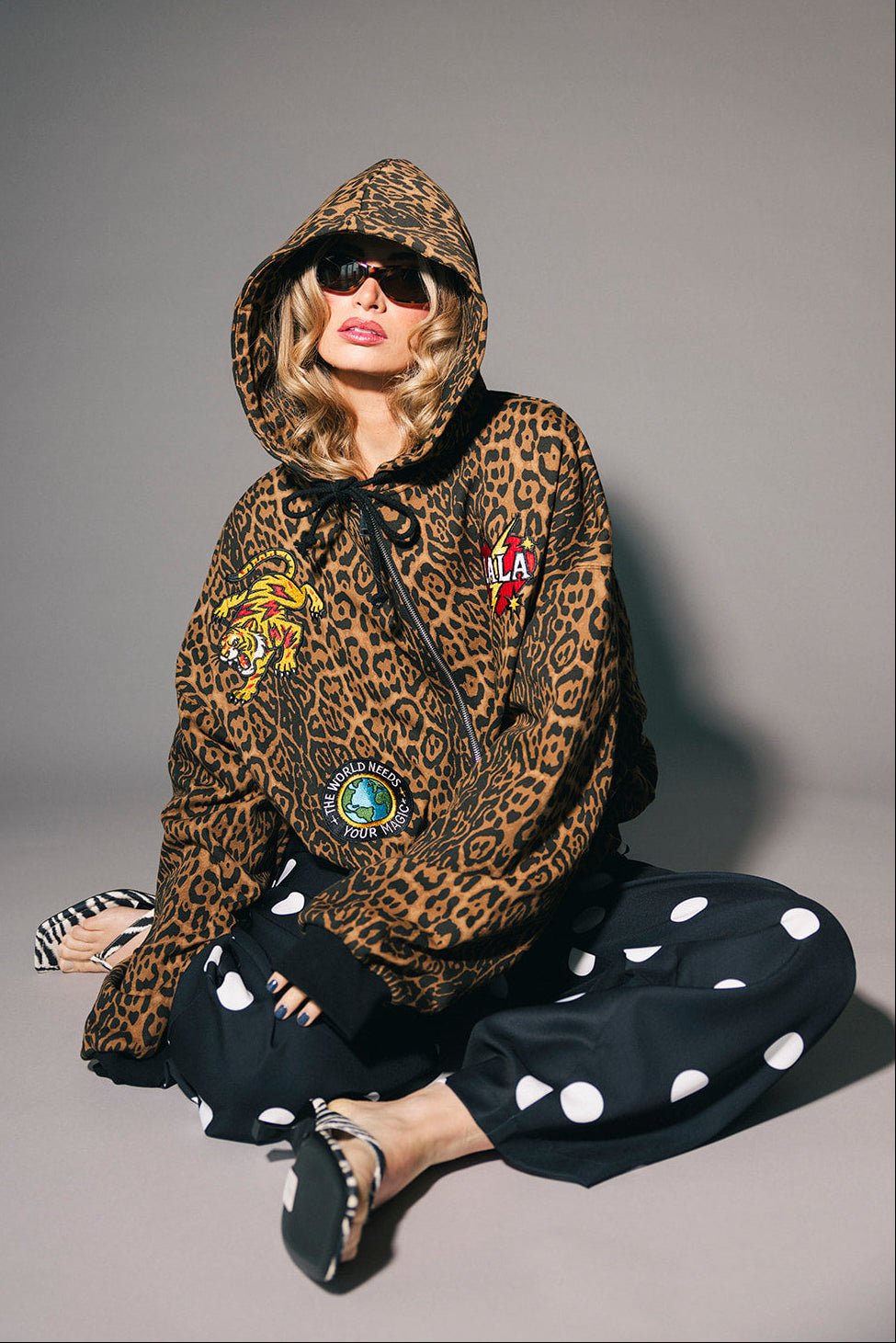 Rebel Heart Dark Leopard Patched Zip Up Hoodie - Dressed in Lala