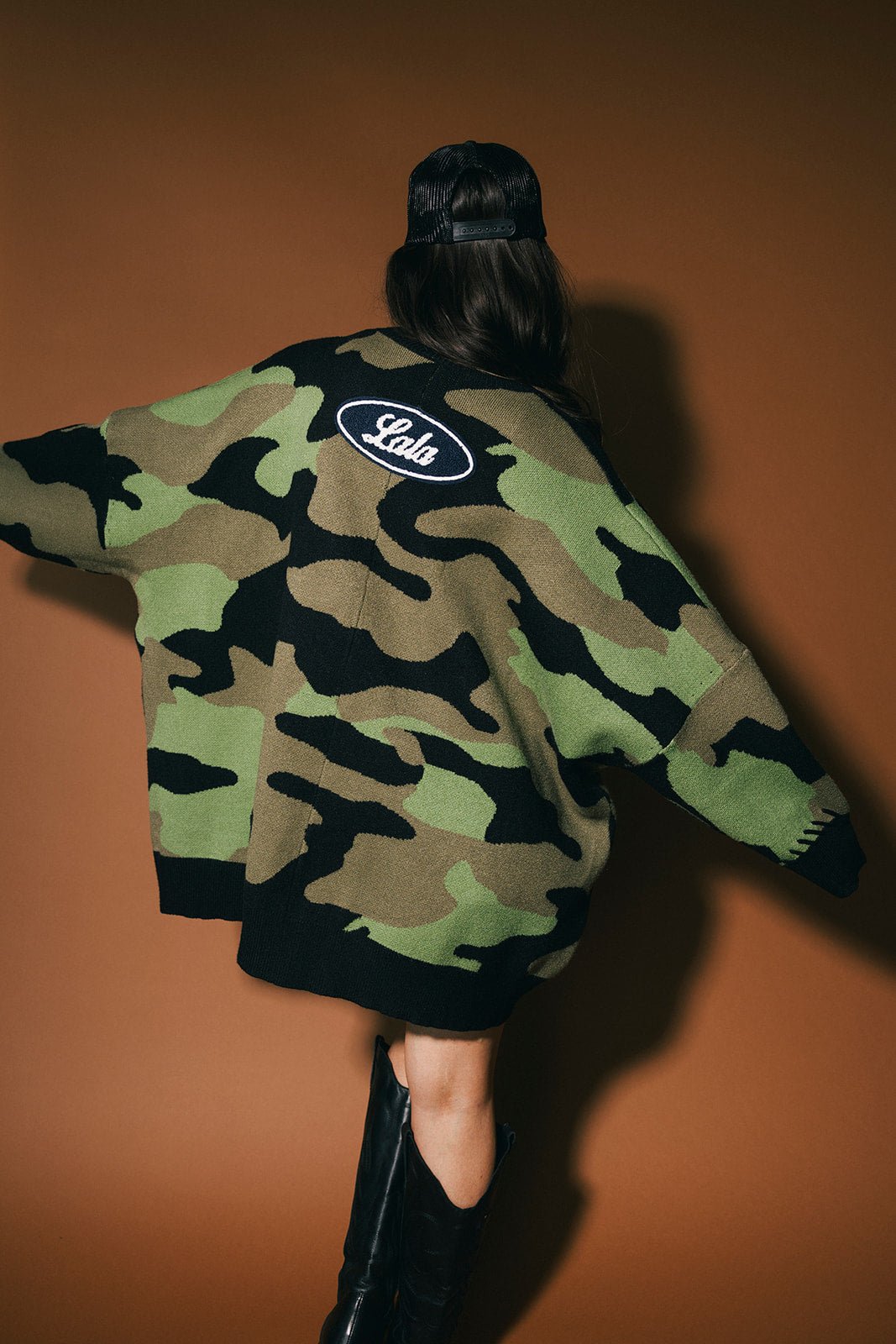 Rebel Heart Patched Oversized Camo Cardigan - Dressed in Lala