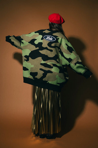 Rebel Heart Patched Oversized Camo Cardigan - Dressed in Lala