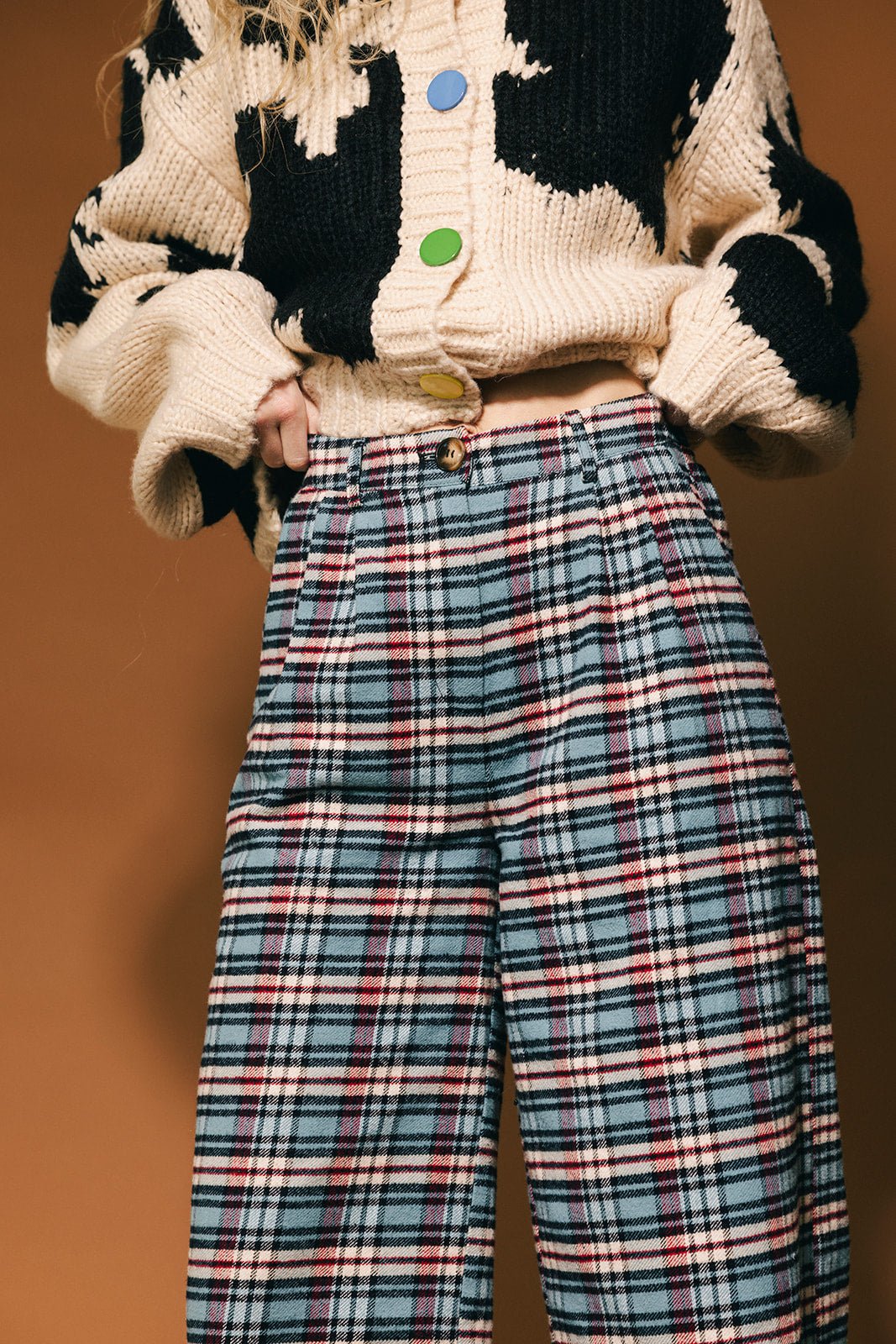 Rebel Road Plaid Wide Leg Trousers in Americana - Dressed in Lala