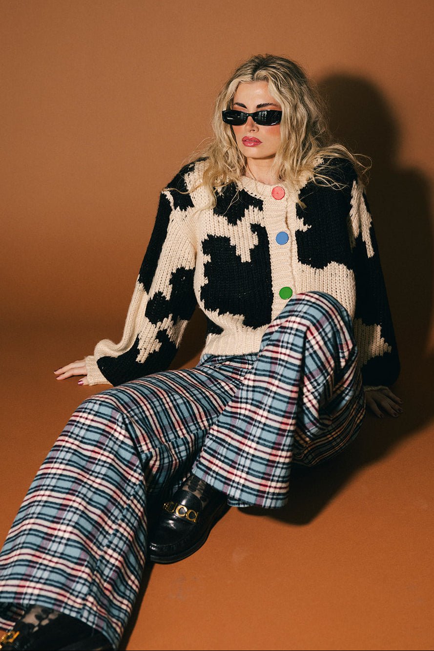 Rebel Road Plaid Wide Leg Trousers in Americana - Dressed in Lala