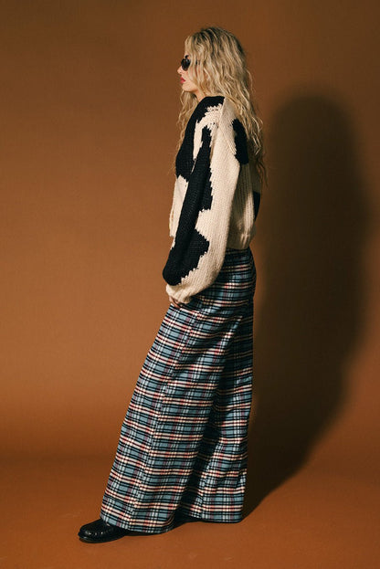 Rebel Road Plaid Wide Leg Trousers in Americana - Dressed in Lala