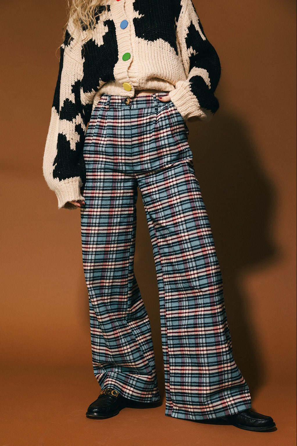 Rebel Road Plaid Wide Leg Trousers in Americana - Dressed in Lala