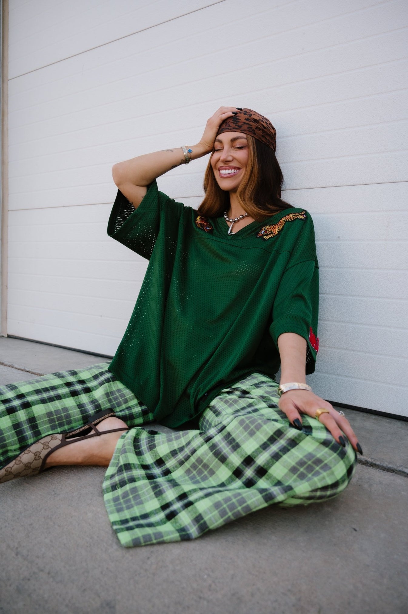 Rebel Road Plaid Wide Leg Trousers in Americana