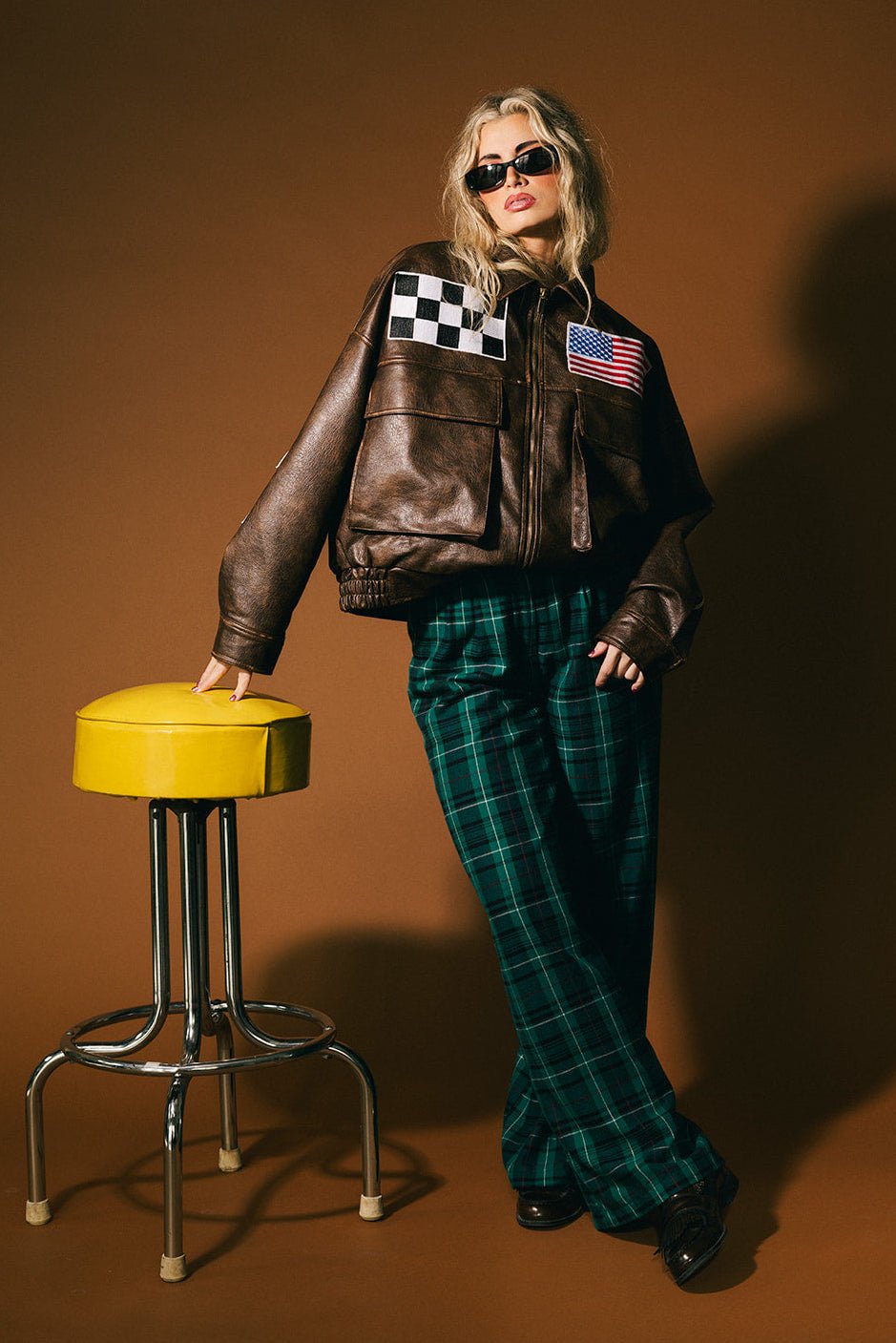 Rebel Road Plaid Wide Leg Trousers in Teal Green - Dressed in Lala