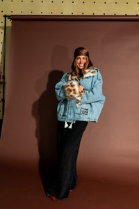 Rebellion Oversized Denim Trucker Jacket with Faux Fur