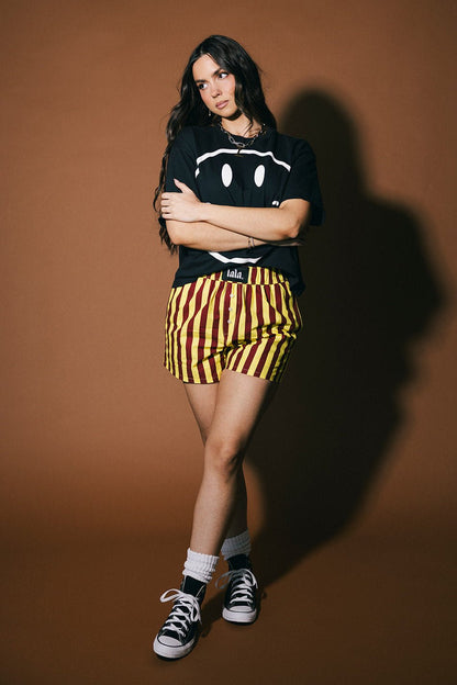 Right Place Right Time Striped Boxer Shorts in Yellow - Dressed in Lala