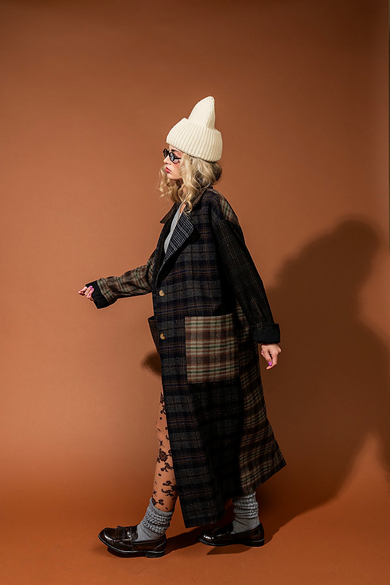 Risk Something Longline Plaid Patchwork Coat - Dressed in Lala