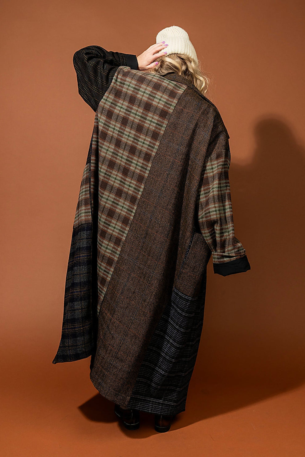 Plaid Hooded Longline Coat