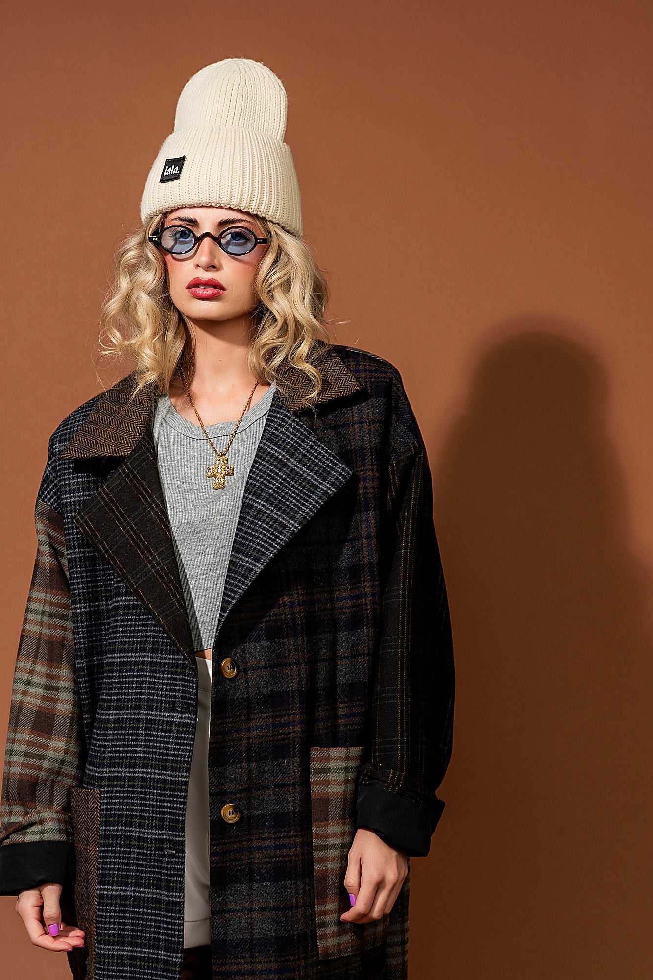 Risk Something Longline Plaid Patchwork Coat - Dressed in Lala