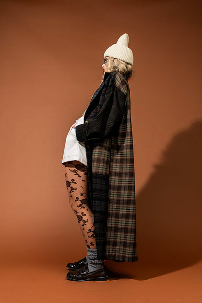 Risk Something Longline Plaid Patchwork Coat - Dressed in Lala